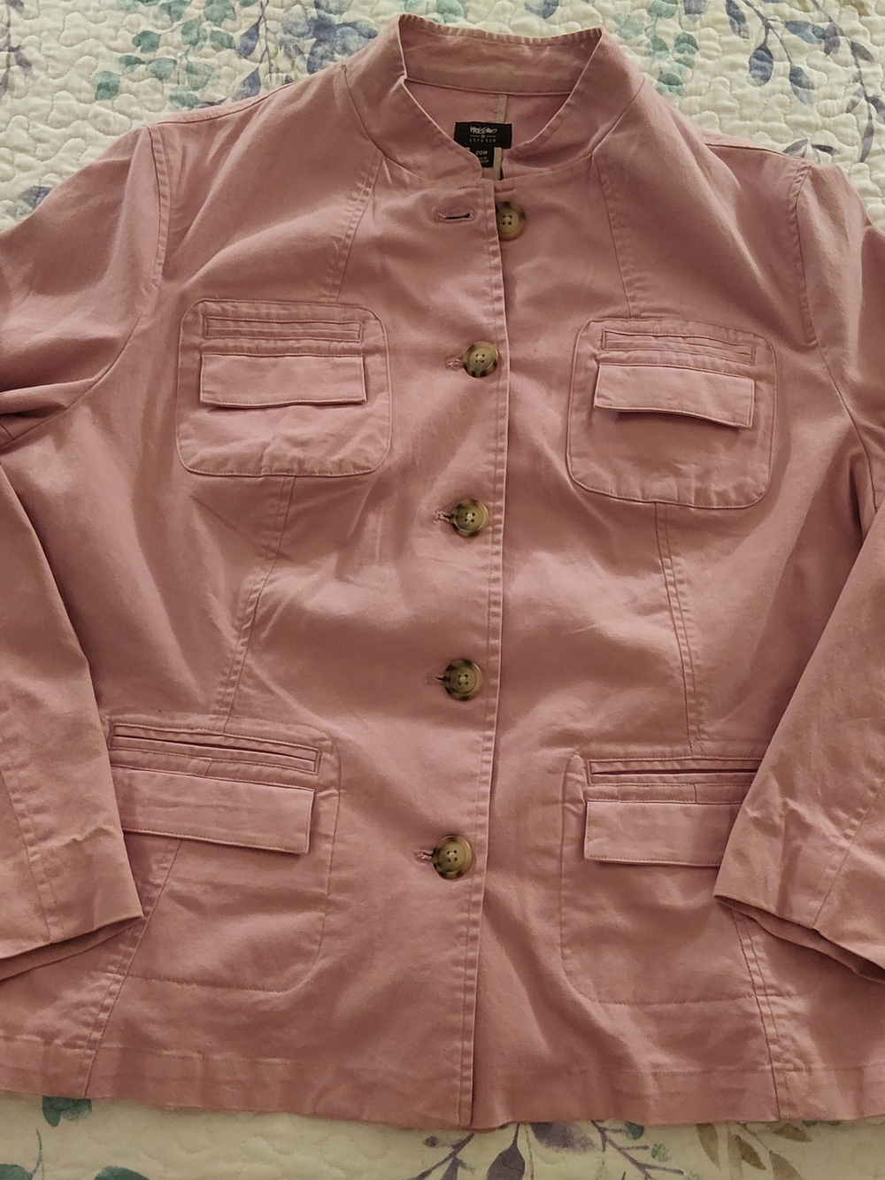 Talbots Pink Cotton Button-Front Jacket